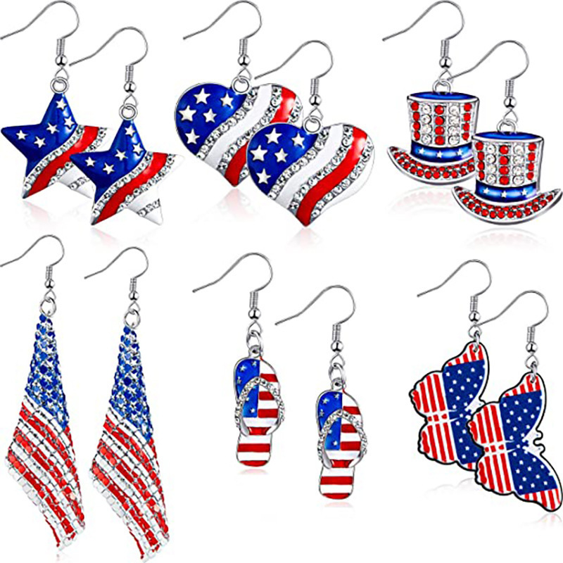 Women Accessories Usa - American Flag ต่างหู USA Drop ต่างหู