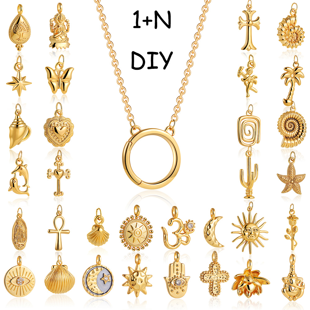 Charm Necklace Dainty - Dainty Sun Moon Star CROSS Evil
