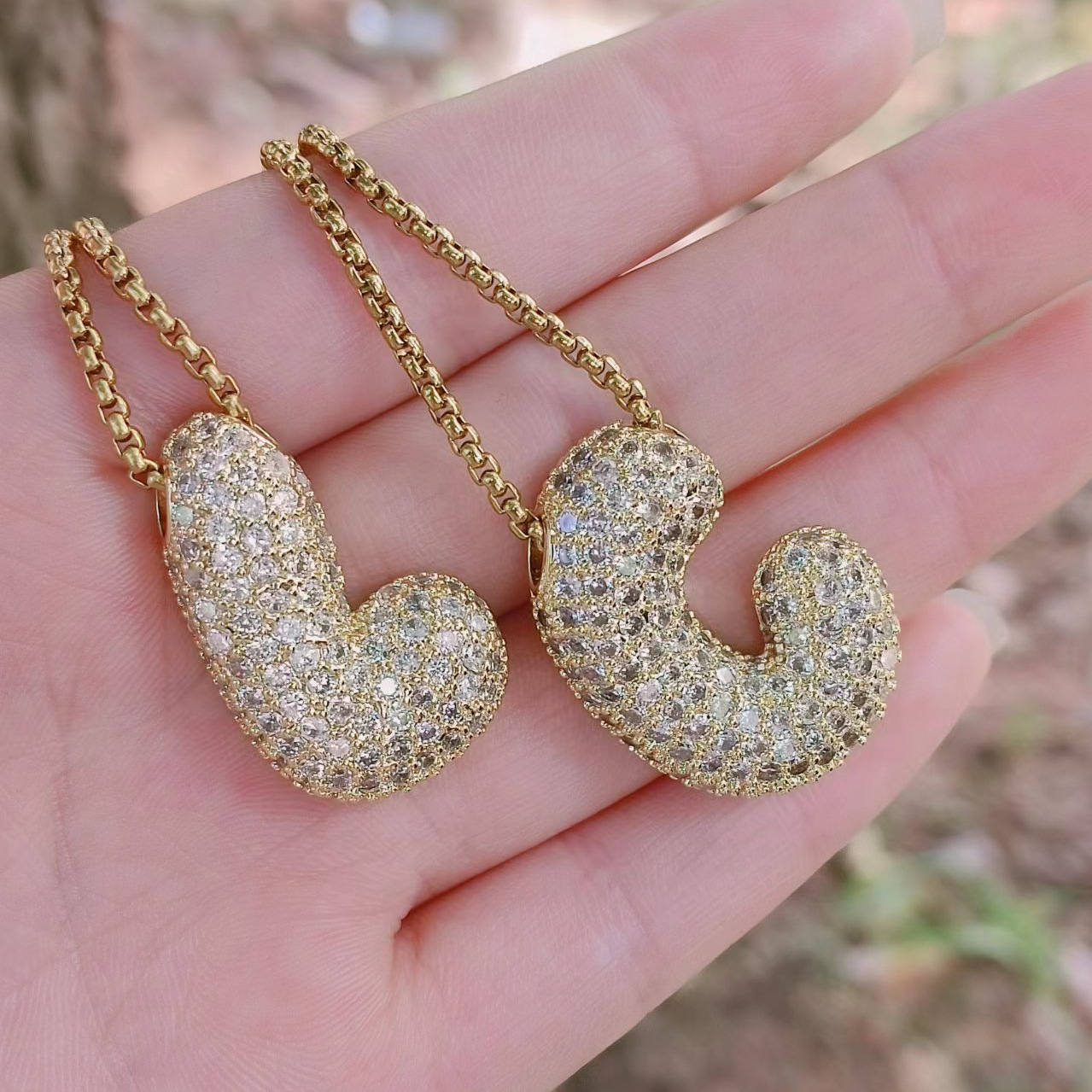 Charm Necklace Dainty - Luxury Cubic Zircon บอลลูนตัวอักษรเริ่มต้น Charms สร้อยคอสร้อยคอผู้หญิงผู้ชาย