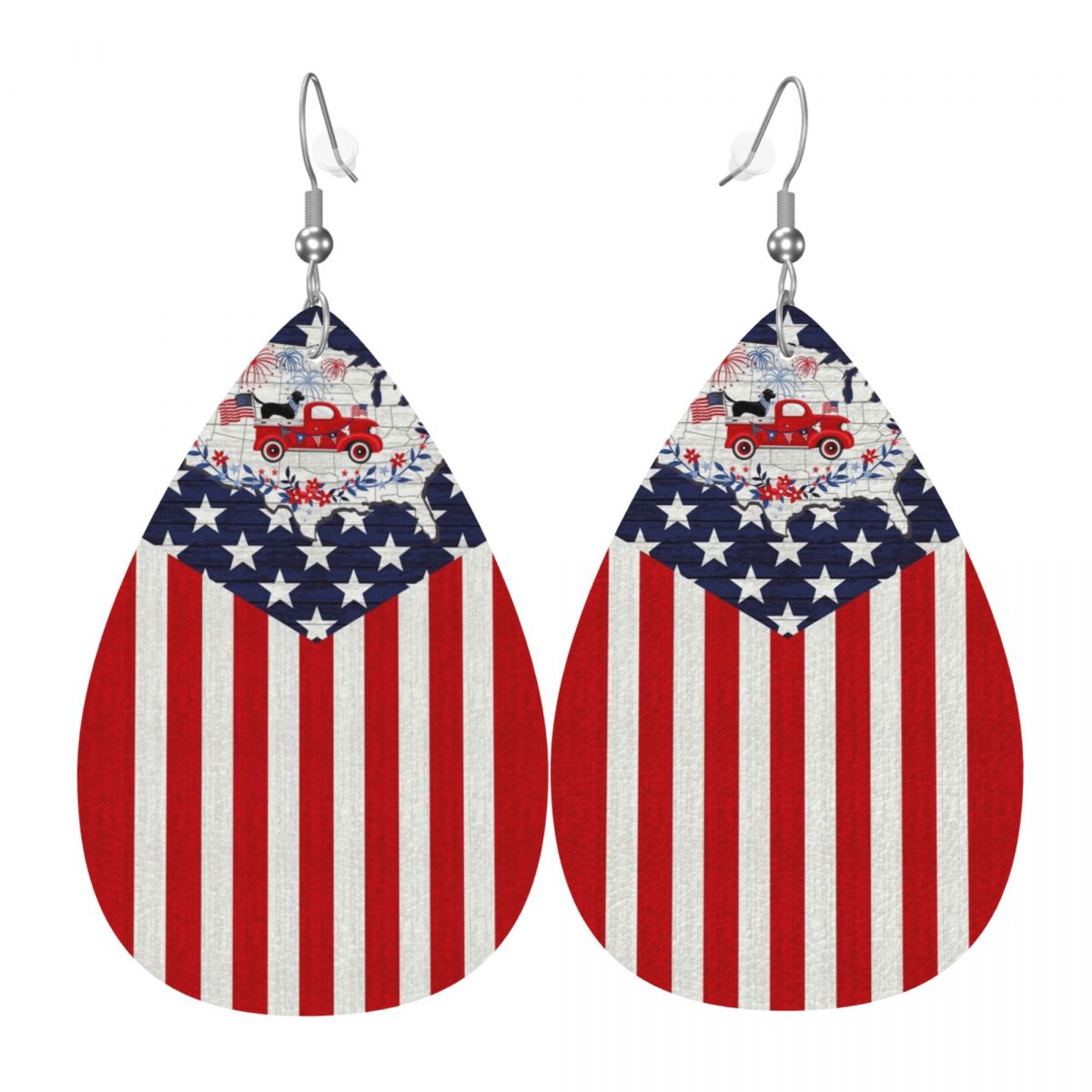 Women Accessories Usa - ต่างหูหนังรูปแผงธงชาติหลายประเทศ สไตล์คัสตอมทรัคกิ้น สำหรับผู้หญิง ต่างหูห้อยทรงหยดน้ำ เครื่องประดับ