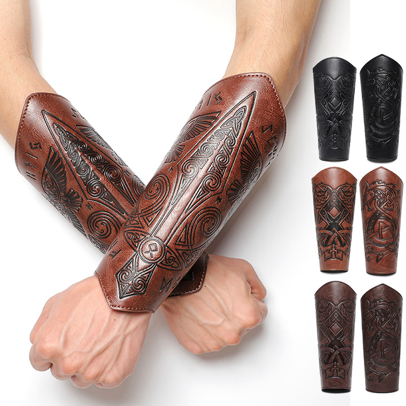 Women'S Viking Accessories - คุณภาพสูงยุคกลาง PU หนัง Gauntlet สายรัดข้อมืออัศวินเกราะแขน Bracers