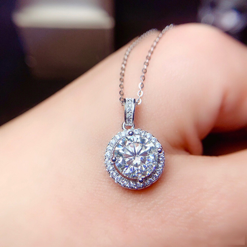 สร้อยคอโมอิสซาไนต์ทรงกลม 0.5-2 - Charm Necklace Dainty บทวิจารณ์และราคา