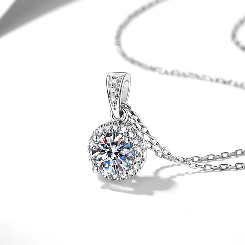 สร้อยคอโมอิสซาไนต์ทรงกลม 0.5-2 - Charm Necklace Dainty บทวิจารณ์และราคา