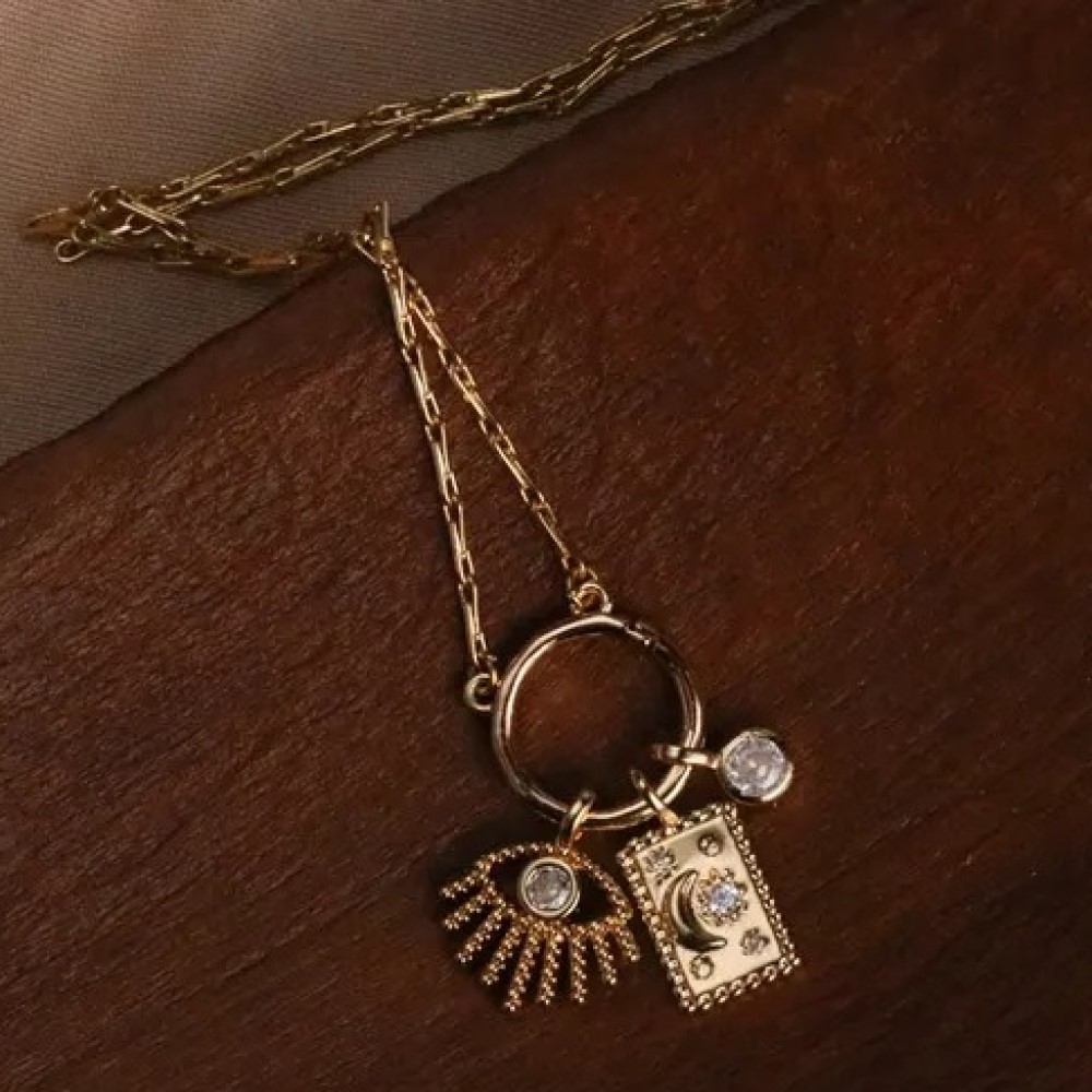 Dainty Sun Moon Star CROSS Evi - Charm Necklace Dainty บทวิจารณ์และราคา