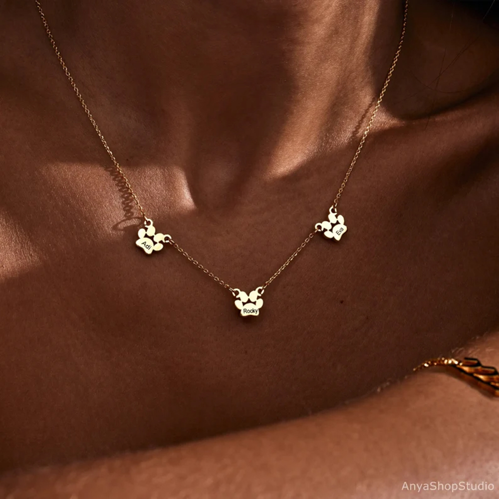 สร้อยคอพร้อมจี้รูปอุ้งเท้าสัตว - Charm Necklace Dainty บทวิจารณ์และราคา