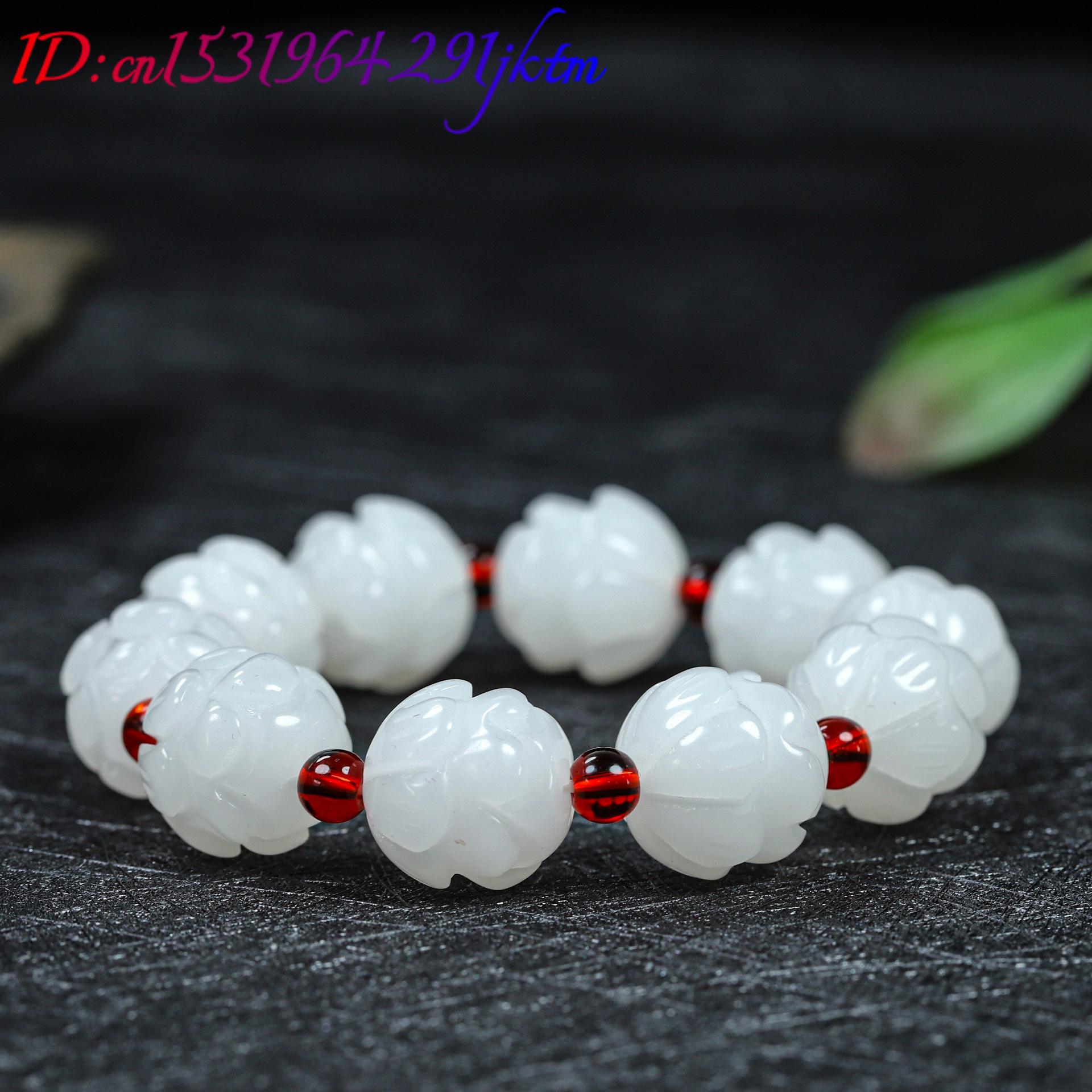 หยกขาวแท้ สร้อยข้อมือลายดอกบัว - Woman Accessory บทวิจารณ์และราคา