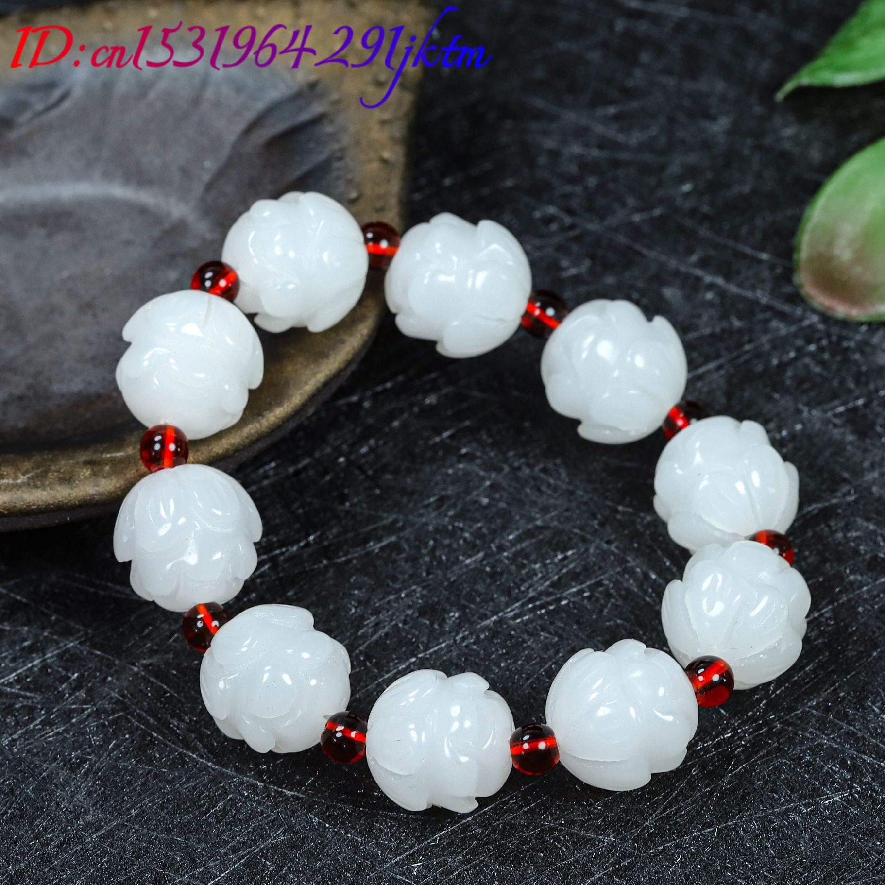 หยกขาวแท้ สร้อยข้อมือลายดอกบัว - Woman Accessory บทวิจารณ์และราคา