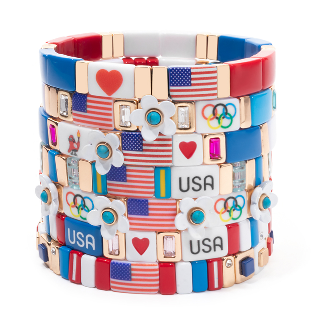 กำไลข้อมือลายธงชาติอเมริกา ดีไ - Women Accessories Usa บทวิจารณ์และราคา